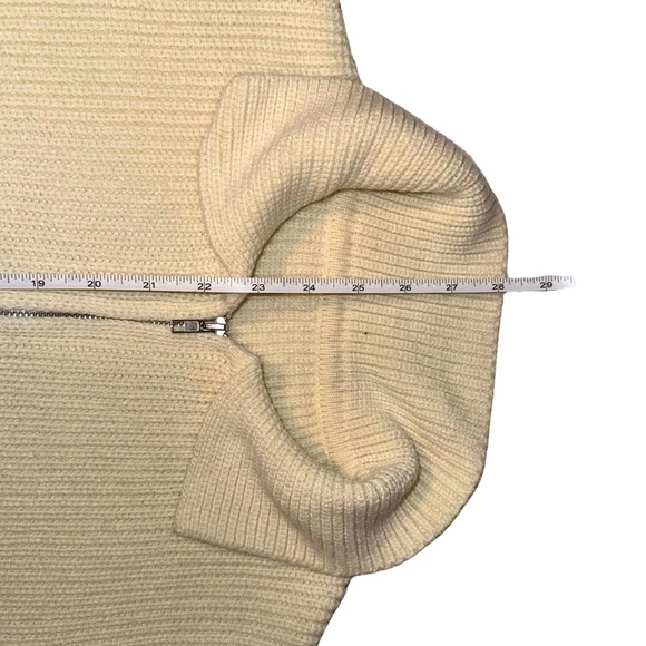 Dazy Quarter Zip Striped Polo Neck Sweater In Beige & Black - Picture 4 of 6